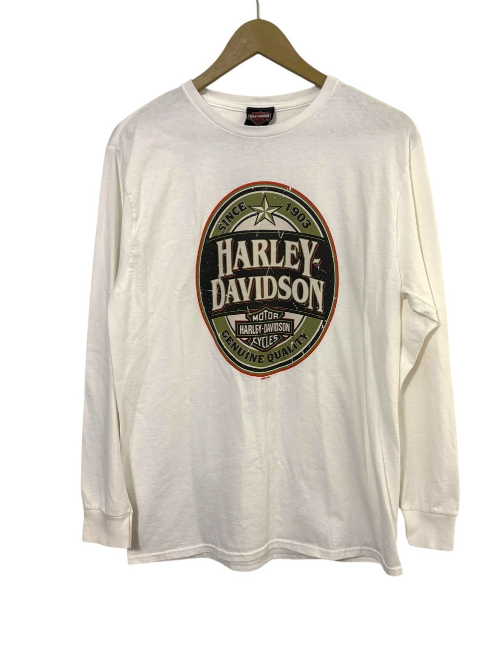 Harley Davidson White Black Graphic Long Sleeve Shirt Biker‎ Punk Grunge